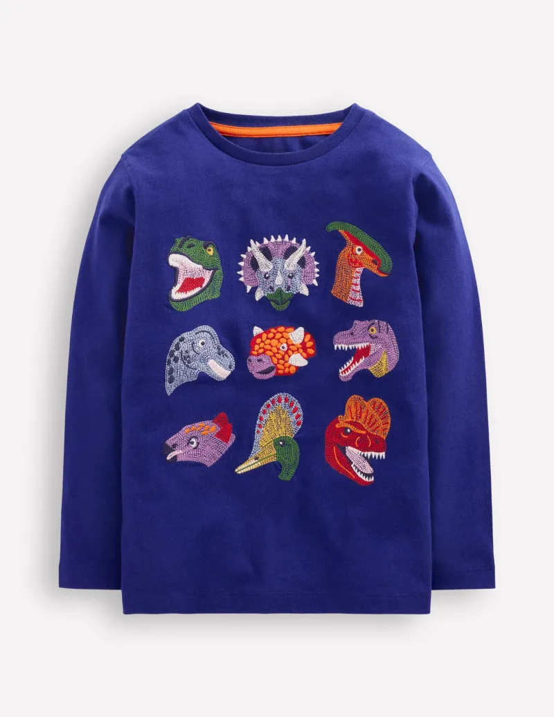 Oberteile & T-shirts | Boden Originelles Superstitch-T-Shirt mit Gittermotiv-Saphirblau Dino SaphirblauDino