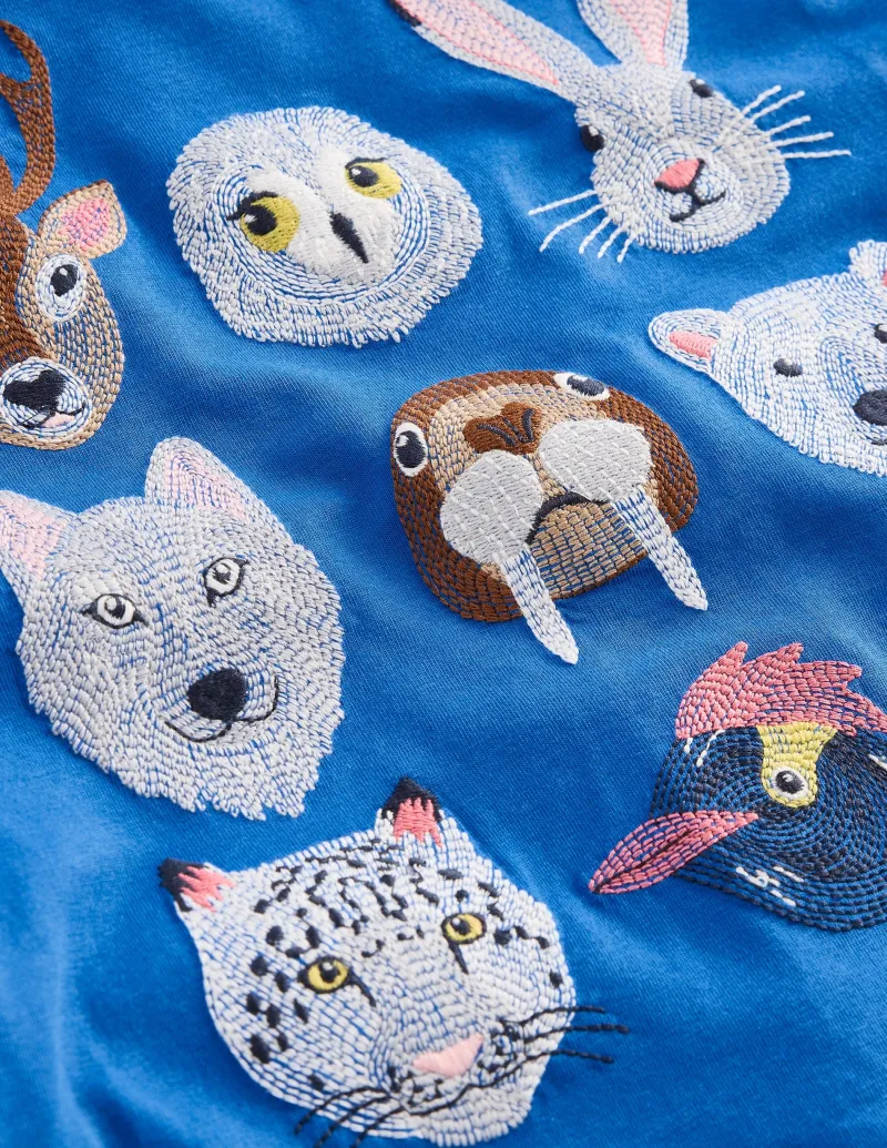Oberteile & T-shirts | Boden Originelles Superstitch-T-Shirt mit Gittermotiv-Griechisches Blau Tiere der Arktis GriechischesBlauTierederArktis