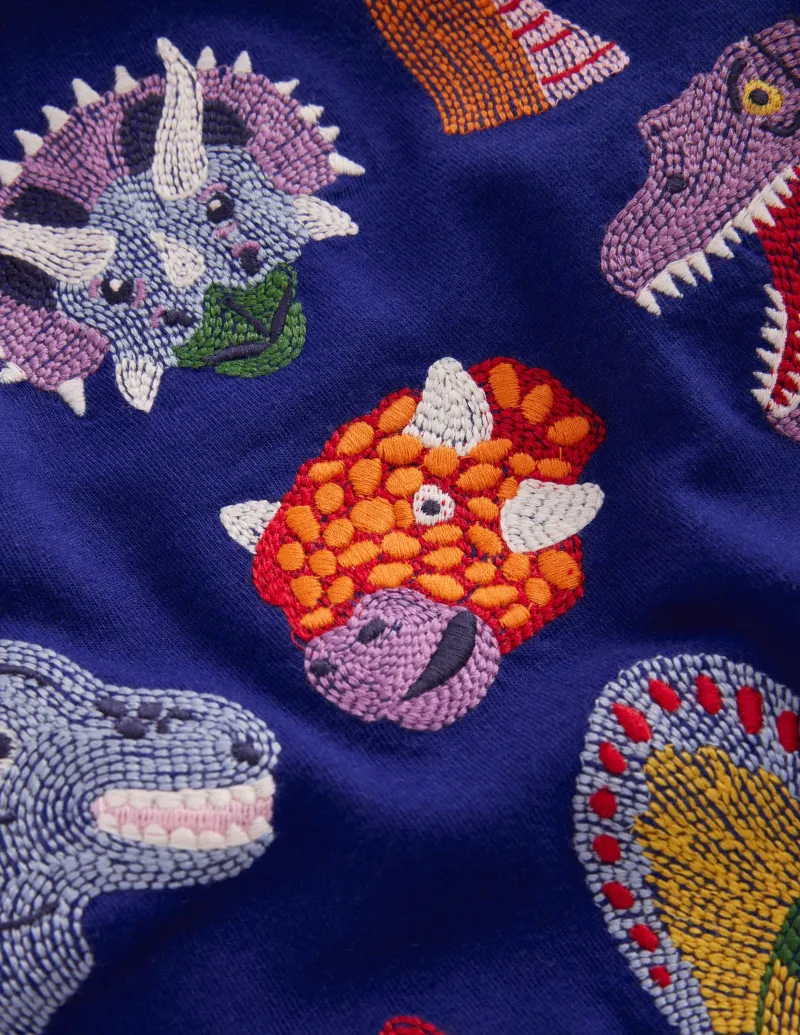 Oberteile & T-shirts | Boden Originelles Superstitch-T-Shirt mit Gittermotiv-Saphirblau Dino SaphirblauDino