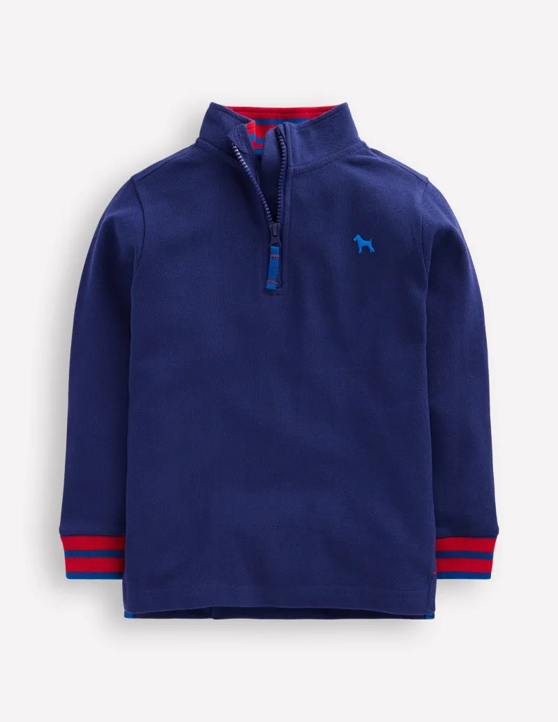Oberteile & T-shirts | Boden Piqué-Poloshirt mit halbem Reißverschluss-Aristocratic Blue/ Ivory Stripe AristocraticBlue/IvoryStripe