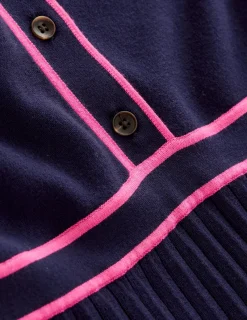 Kleider & Jumpsuits | Midi | Boden Plissiertes Strickkleid mit Kragen-Marineblau/Rosa Blockfarben Marineblau/RosaBlockfarben