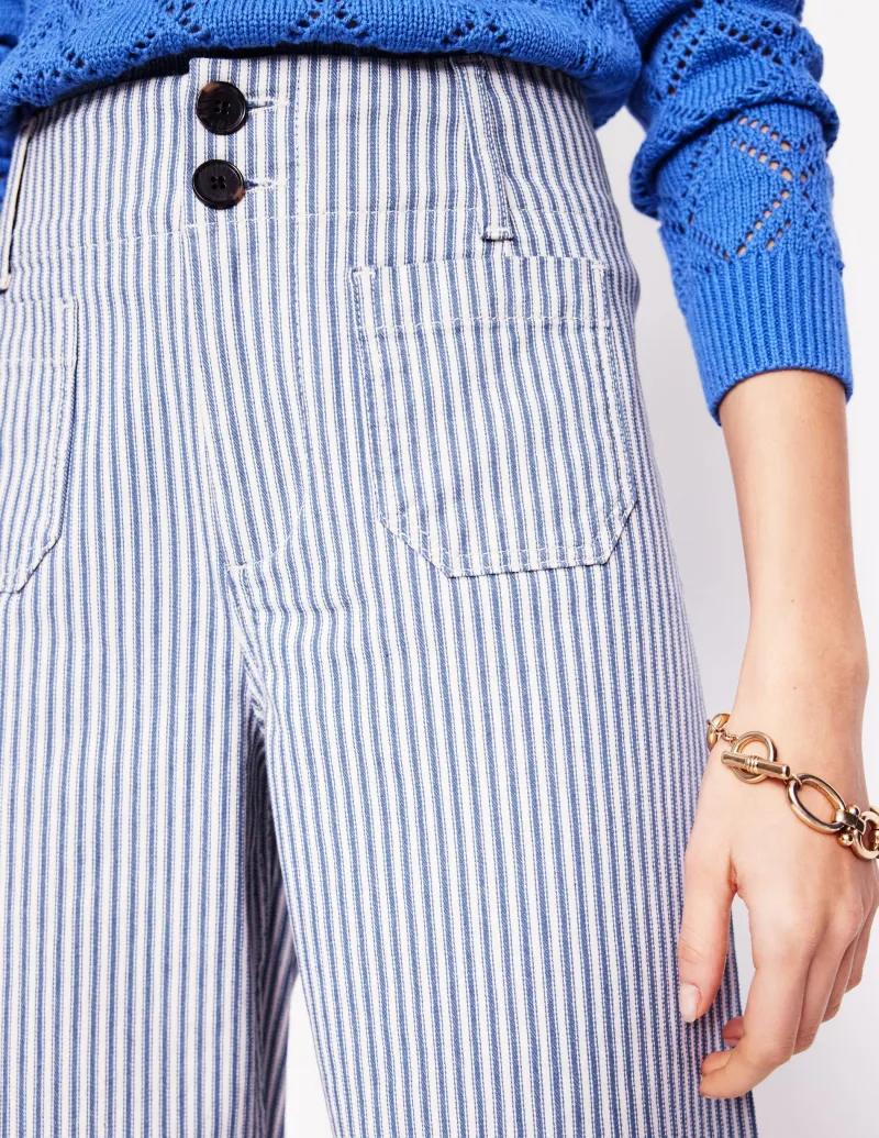 Hosen | Boden Primrose Hose mit aufgesetzten Taschen-Blau und Naturweiß mit Streifen BlauundNaturweißmitStreifen