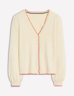 Pullover & Strickjacken | Boden Pru Strickjacke mit Muschelsaum-Warmes Naturweiß WarmesNaturweiß