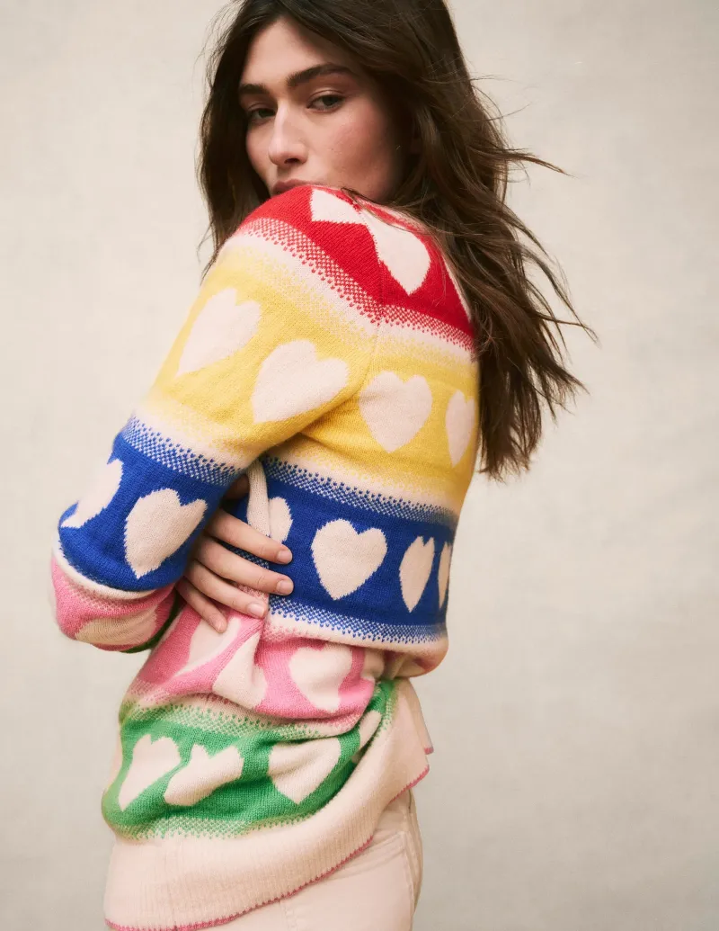 Pullover & Strickjacken | Boden Quinn Strickjacke im Boyfriend-Stil-Bunt, Herzen Bunt,Herzen