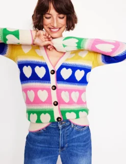 Pullover & Strickjacken | Boden Quinn Strickjacke im Boyfriend-Stil-Bunt, Herzen Bunt,Herzen