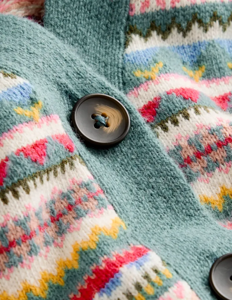Pullover & Strickjacken | Boden Quinn Strickjacke im Boyfriend-Stil-Blau, Klassisches Fair-Isle-Design Blau,KlassischesFair-Isle-Design