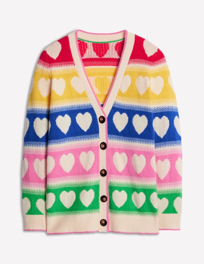 Pullover & Strickjacken | Boden Quinn Strickjacke im Boyfriend-Stil-Bunt, Herzen Bunt,Herzen