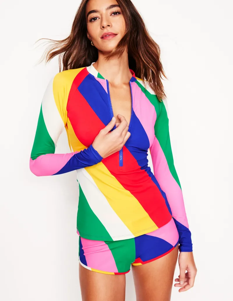 Bademode | Boden Raglan-Badeshirt mit Sonnenschutz-Bunt, Regenbogendesign Bunt,Regenbogendesign