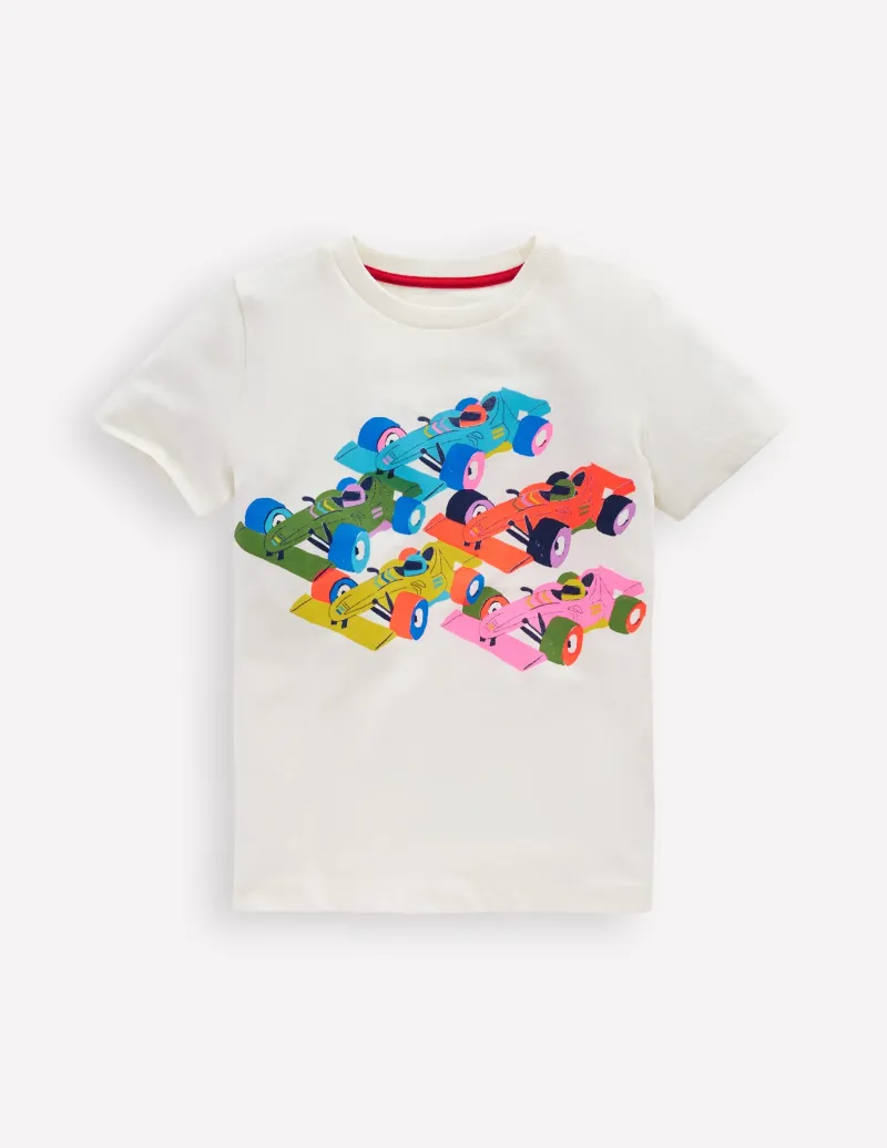 Oberteile & T-shirts | Boden Riso T-Shirt-Sanftes Naturweiß Rennwagen SanftesNaturweißRennwagen