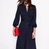 Kleider & Jumpsuits | Kleider In Petite | Boden Rowena Jersey-Hemdblusenkleid mit Besatz-Aqua Marine Marl AquaMarineMarl