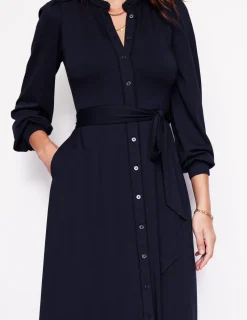 Kleider & Jumpsuits | Kleider In Petite | Boden Rowena Jersey-Hemdblusenkleid mit Besatz-Aqua Marine Marl AquaMarineMarl