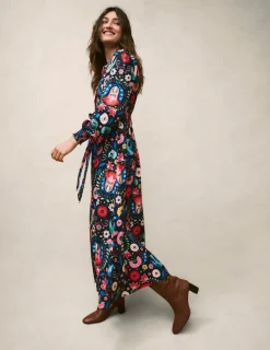 Kleider & Jumpsuits | Midi | Boden Ruby Kragenloses Hemdblusenkleid-Französisches Marineblau, Ziergarten FranzösischesMarineblau,Ziergarten