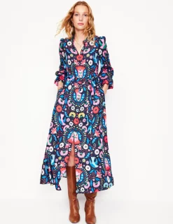Kleider & Jumpsuits | Midi | Boden Ruby Kragenloses Hemdblusenkleid-Französisches Marineblau, Ziergarten FranzösischesMarineblau,Ziergarten