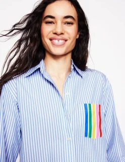 Hemden | Oberteile | Boden Sadie Lockeres Baumwollhemd-Regenbogen Platzierte Streifen RegenbogenPlatzierteStreifen