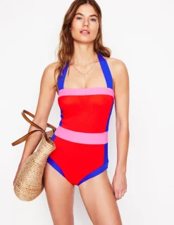 Bademode | Boden Santorini Neckholder-Badeanzug-Feuerrot Blockfarben FeuerrotBlockfarben