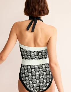 Bademode | Boden Santorini Neckholder-Badeanzug-Schwarz, Ananas Geo Schwarz,AnanasGeo