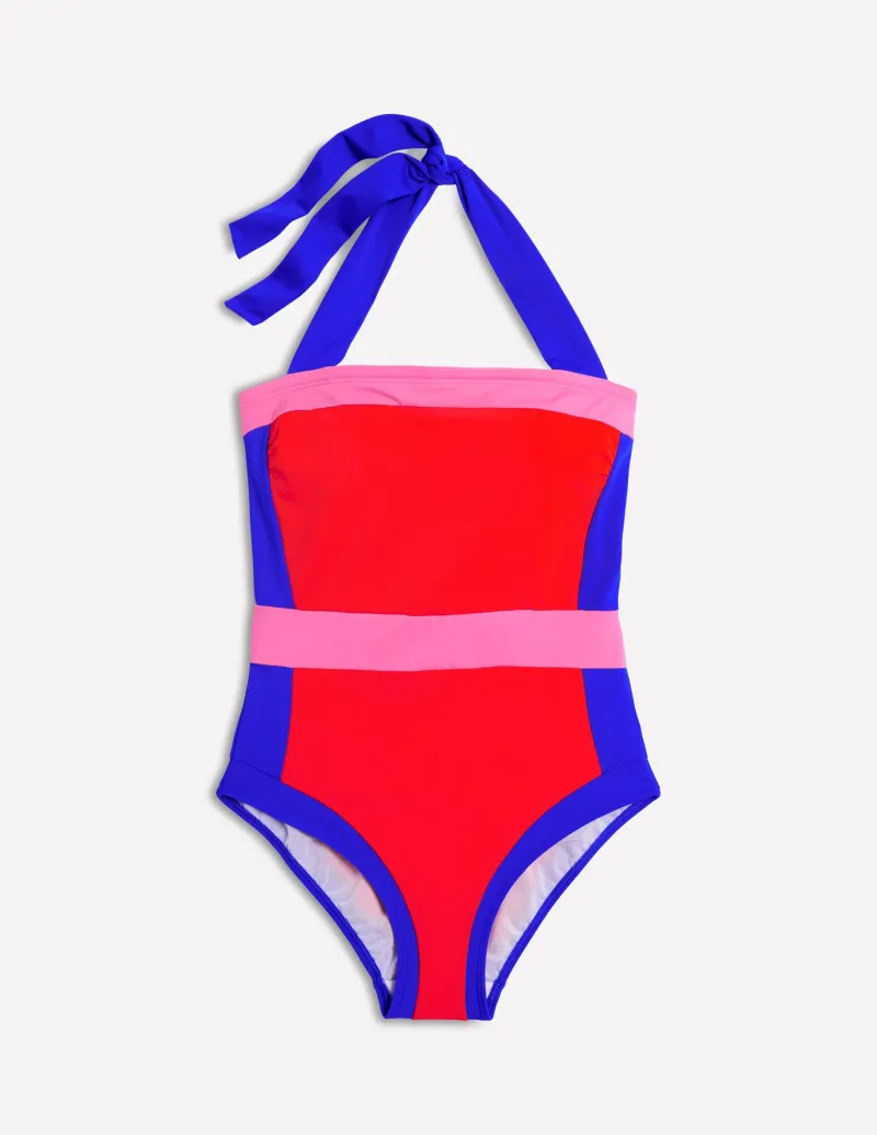 Bademode | Boden Santorini Neckholder-Badeanzug-Feuerrot Blockfarben FeuerrotBlockfarben