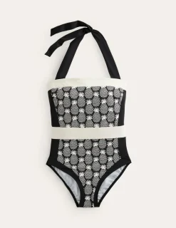Bademode | Boden Santorini Neckholder-Badeanzug-Schwarz, Ananas Geo Schwarz,AnanasGeo