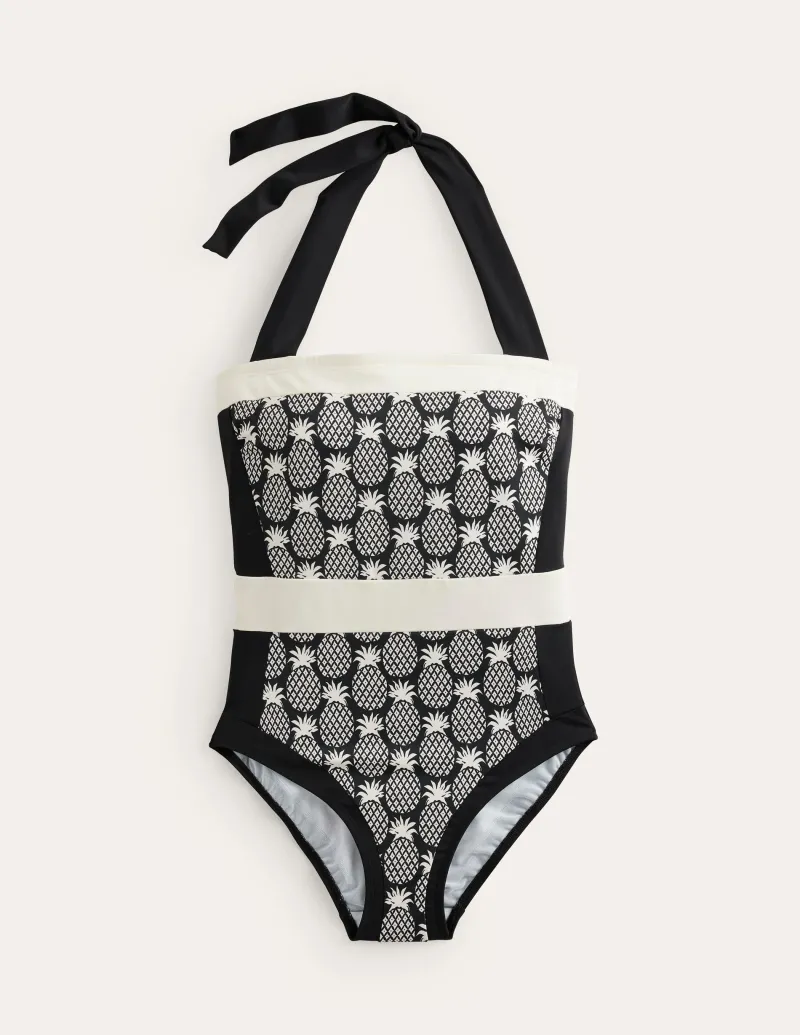 Bademode | Boden Santorini Neckholder-Badeanzug-Schwarz, Ananas Geo Schwarz,AnanasGeo