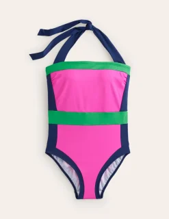 Bademode | Boden Santorini Neckholder-Badeanzug-Super Rosa Blockfarben SuperRosaBlockfarben