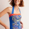 Bademode | Boden Santorini Tankini-Oberteil-Blau, Blätter Paisley Blau,BlätterPaisley