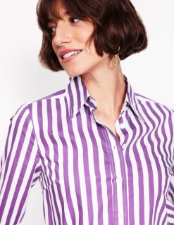 Oberteile | Hemden | Boden Sienna Baumwollhemd-Royal-Violett, Naturweiß Streifen Royal-Violett,NaturweißStreifen