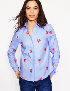 Hemden | Oberteile | Boden Sienna Hemd mit Stickerei-Oxford-Blau, Herzen Oxford-Blau,Herzen