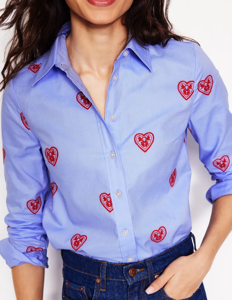 Hemden | Oberteile | Boden Sienna Hemd mit Stickerei-Oxford-Blau, Herzen Oxford-Blau,Herzen