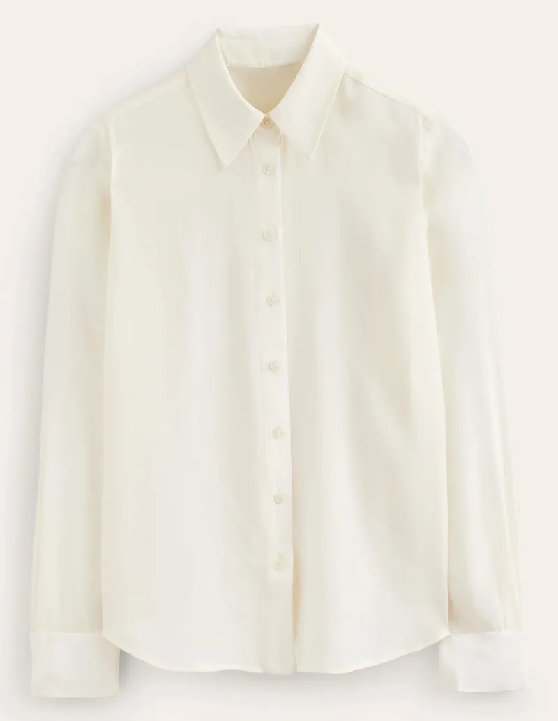 Oberteile | Hemden | Boden Sienna Seidenhemd-Ivory and Navy Spot IvoryandNavySpot