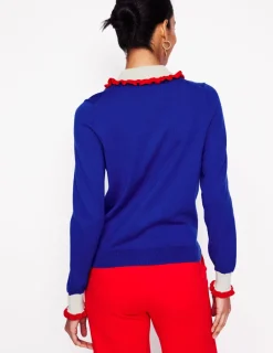 Pullover & Strickjacken | Boden Strickjacke aus Baumwollmischgewebe mit Rüschen-Leuchtendes Blau LeuchtendesBlau