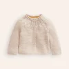 Pullover & Strickjacken | Boden Strickjacke mit Pointelle-Passe-Ivory and Navy Spot IvoryandNavySpot