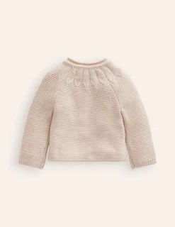 Pullover & Strickjacken | Boden Strickjacke mit Pointelle-Passe-Ivory and Navy Spot IvoryandNavySpot
