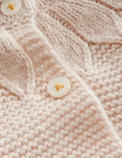 Pullover & Strickjacken | Boden Strickjacke mit Pointelle-Passe-Ivory and Navy Spot IvoryandNavySpot