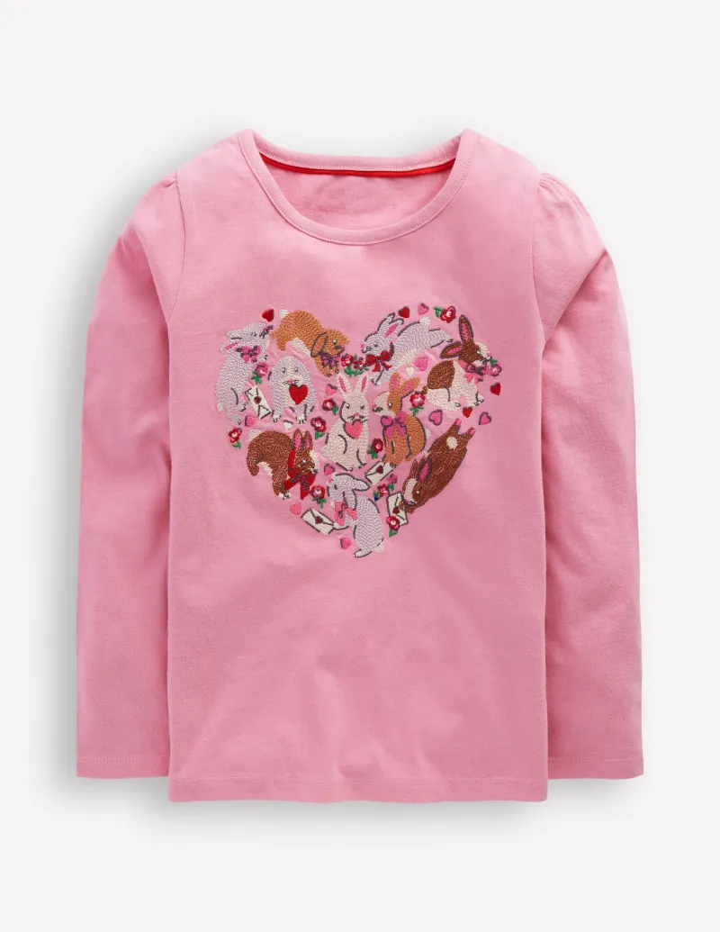 Oberteile & T-shirts | Boden Superstitch-Oberteil mit Puffärmeln-Kaugummirosa Hasen KaugummirosaHasen