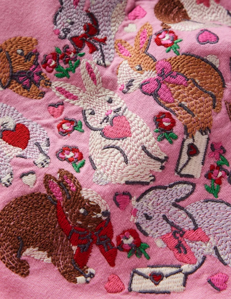 Oberteile & T-shirts | Boden Superstitch-Oberteil mit Puffärmeln-Kaugummirosa Hasen KaugummirosaHasen