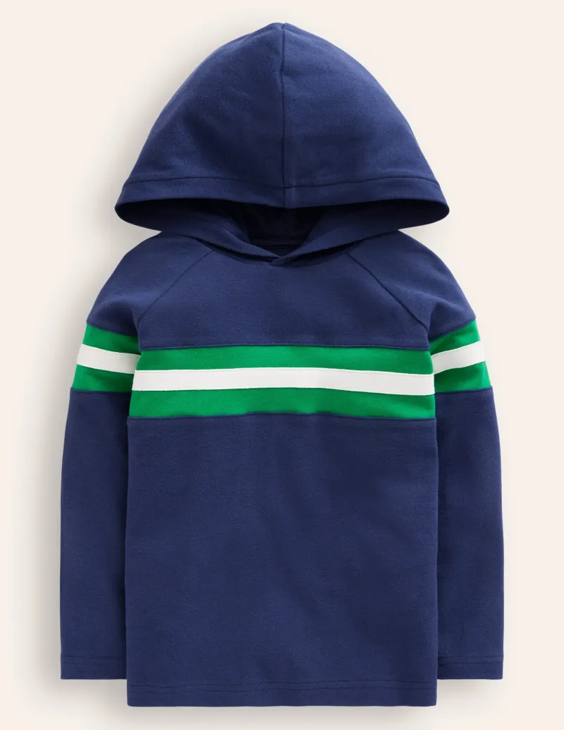 Sweatshirts & Fleeces | Oberteile & T-shirts | Boden Superweicher Raglan-Hoodie-College Marineblau Brust Streifen CollegeMarineblauBrustStreifen