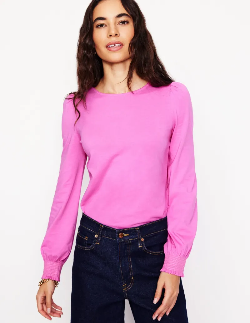 T-shirts & Tops | Oberteile | Boden Superweiches Oberteil mit gesmokten Ärmelbündchen-Erfreutes Rosa ErfreutesRosa