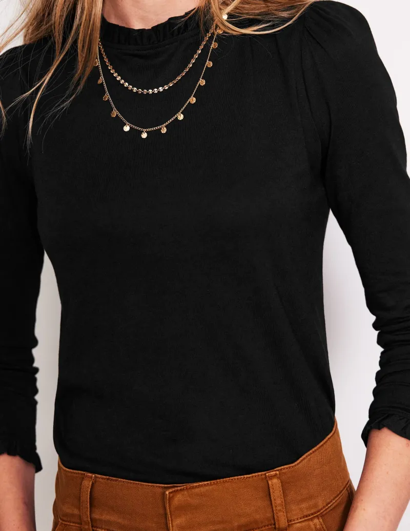 Oberteile | T-shirts & Tops | Boden Superweiches Oberteil mit Rüschendetail- Schwarz