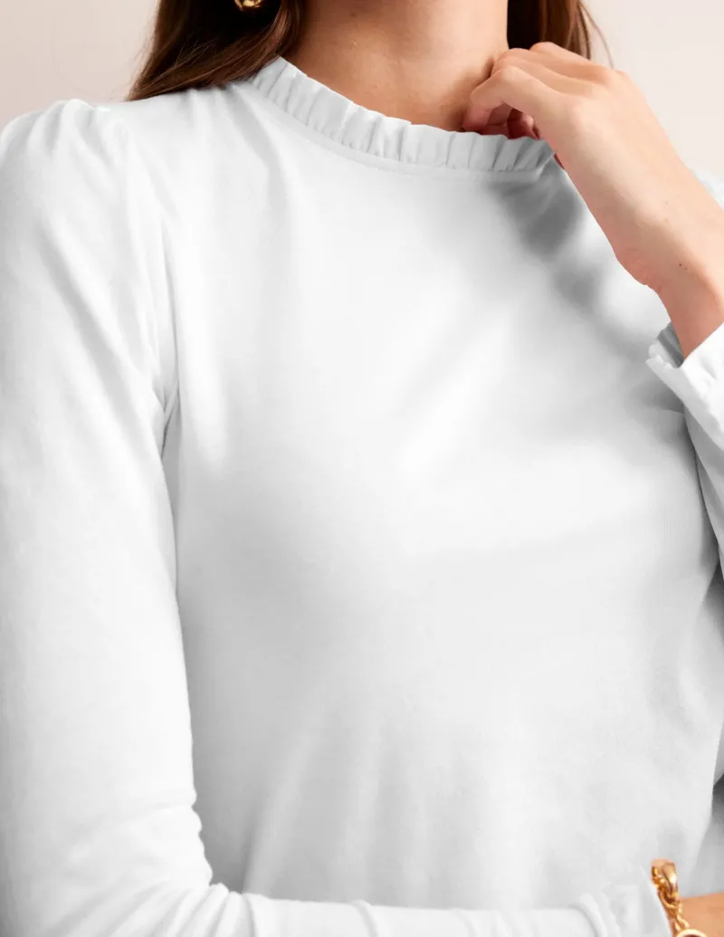 Oberteile | T-shirts & Tops | Boden Superweiches Oberteil mit Rüschendetail- Weiß