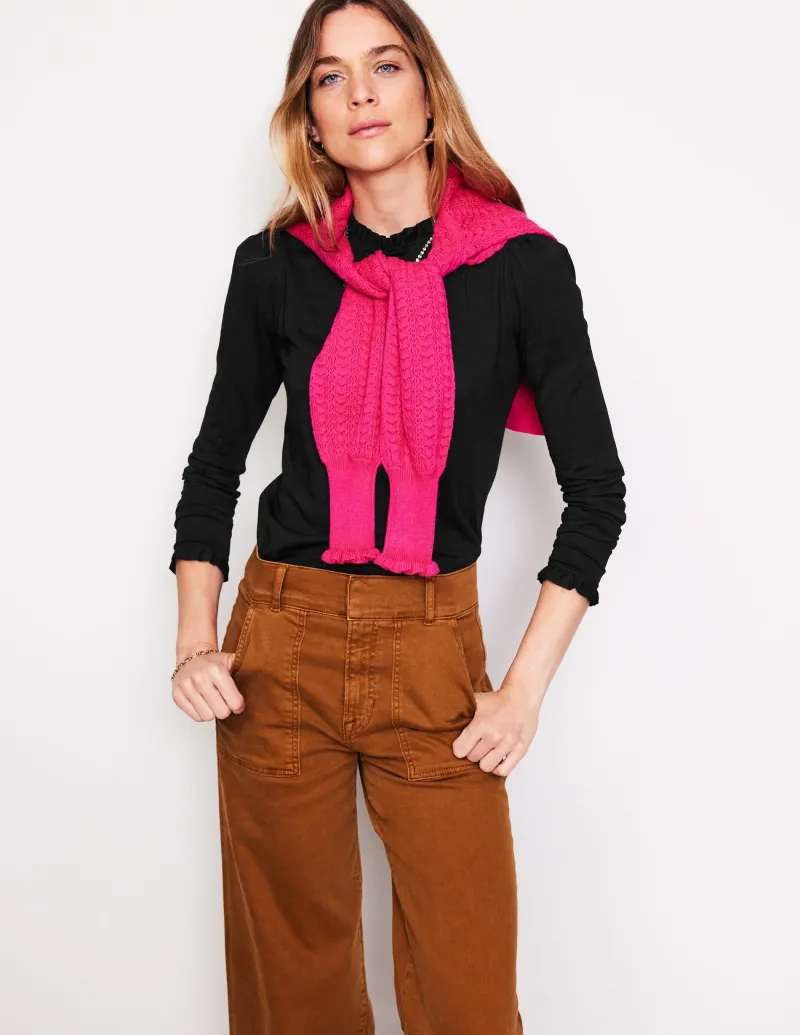 Oberteile | T-shirts & Tops | Boden Superweiches Oberteil mit Rüschendetail- Schwarz