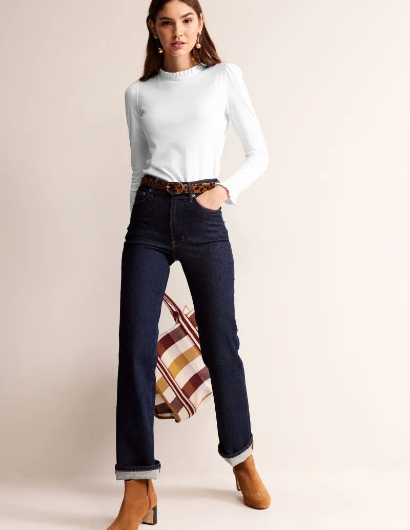 Oberteile | T-shirts & Tops | Boden Superweiches Oberteil mit Rüschendetail- Weiß