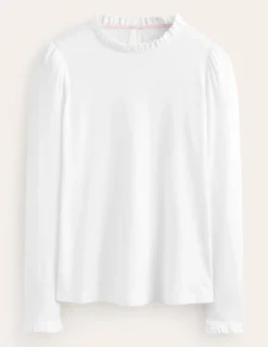 Oberteile | T-shirts & Tops | Boden Superweiches Oberteil mit Rüschendetail- Weiß