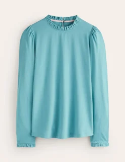 Oberteile | T-shirts & Tops | Boden Superweiches Oberteil mit Rüschendetail-Blau Gras BlauGras