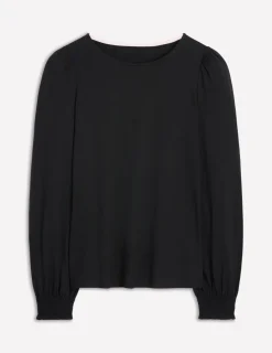 T-shirts & Tops | Oberteile | Boden Superweiches Oberteil mit gesmokten Ärmelbündchen- Schwarz