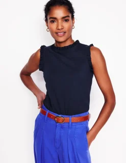 T-shirts & Tops | Oberteile | Boden Superweiches Top mit Rüschendetail- Marineblaue