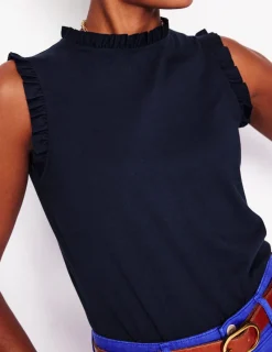 T-shirts & Tops | Oberteile | Boden Superweiches Top mit Rüschendetail- Marineblaue