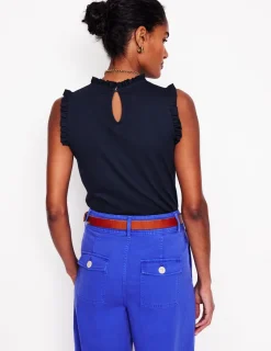 T-shirts & Tops | Oberteile | Boden Superweiches Top mit Rüschendetail- Marineblaue