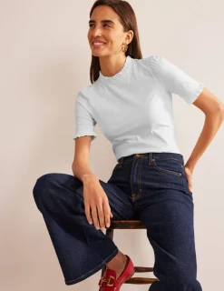 Nachtwäsche & Schlafanzüge | T-shirts & Tops | Boden Superweiches T-Shirt mit Rüschendetail- Weiß