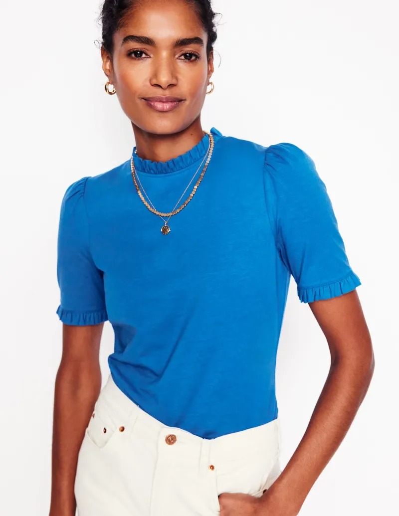 Nachtwäsche & Schlafanzüge | T-shirts & Tops | Boden Superweiches T-Shirt mit Rüschendetail- Galerie-Blau