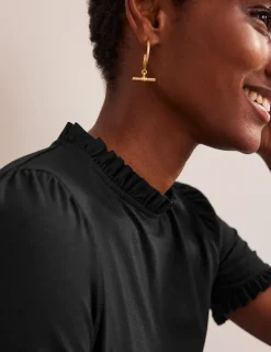 Nachtwäsche & Schlafanzüge | T-shirts & Tops | Boden Superweiches T-Shirt mit Rüschendetail- Schwarz
